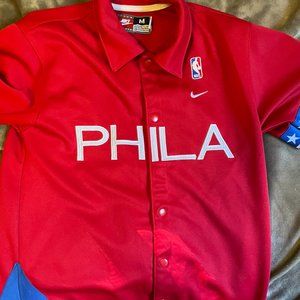 Vtg Nike NBA Philadelphia 76ers Sixers NBA Warmup red Jersey Jacket phila Medium